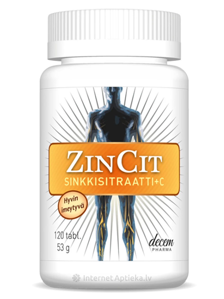 ZinCit cinka citrāts +vitamin C, 120 tabletes | internetaptieka.lv
