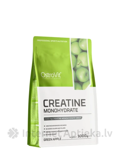 Ostrovit 100% creatine monohydrate (green apple) pulveris, 1000 g | internetaptieka.lv