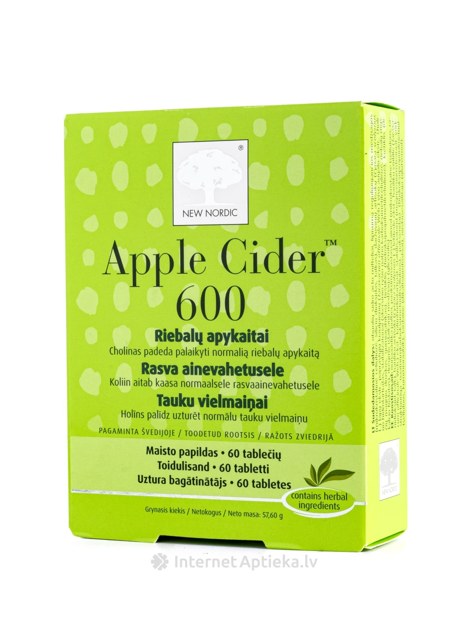 Apple cider 600 (ābolu sidrs), 60 tabletes | internetaptieka.lv