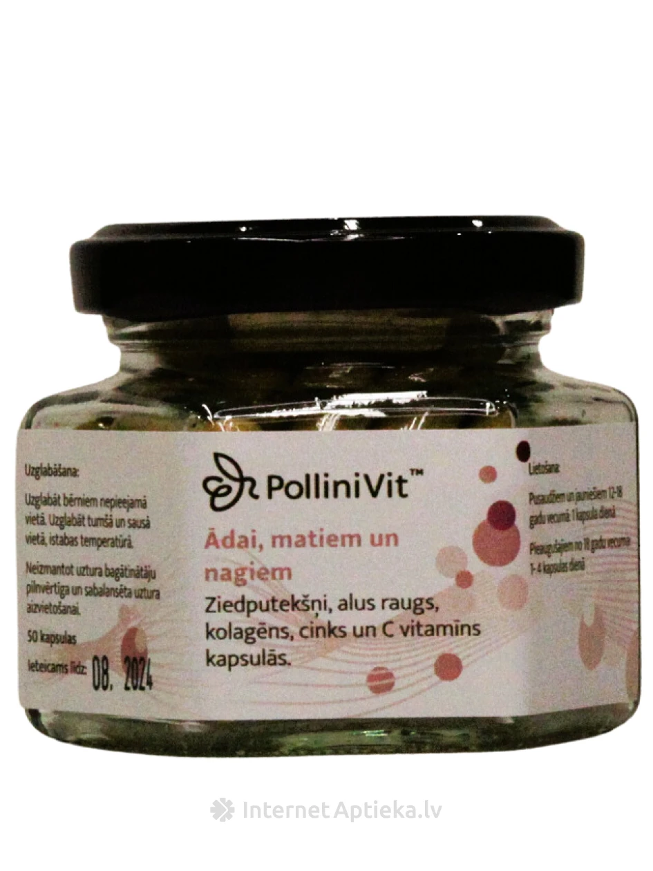 Pollinivit vitamiinid nahale, juustele, küüntele, 50 kapslit | internetaptieka.lv