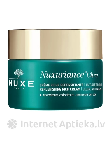 Atjaunojošs, vispusīgi pret novecošanos aizsargājošs biezas konsistences krēms sausai un ļoti sausai ādai, normālai un jaukta tipa ādai Nuxuriance Ultra Replenishing rich cream global anti-aging for dry to very dry skin, 50 ml | internetaptieka.lv
