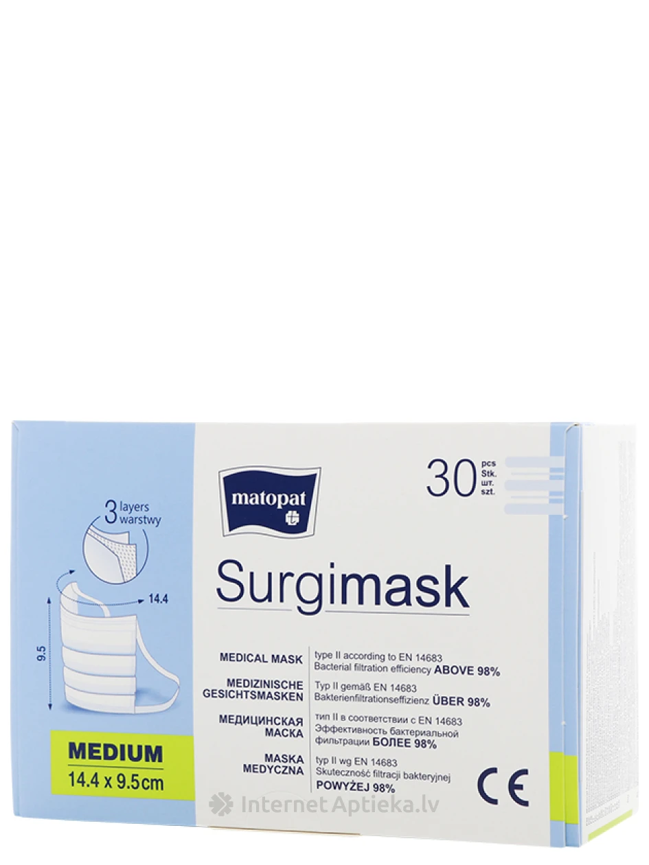 Meditsiinilised 3-kihilised mittesteriilsed näomaskid, 30 tk. | internetaptieka.lv