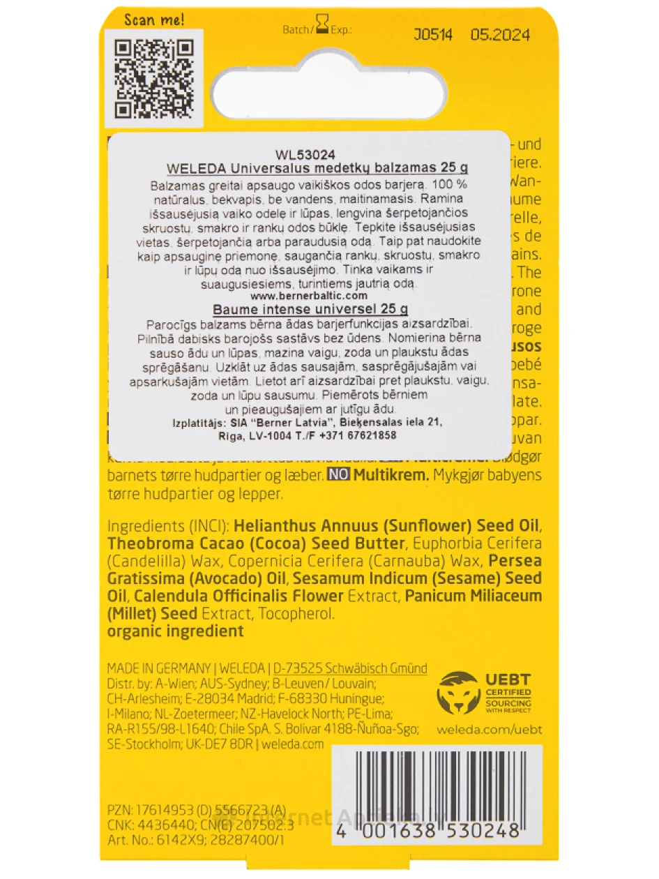 Weleda universāls balzams ar kliņģerītēm, 25 ml | internetaptieka.lv