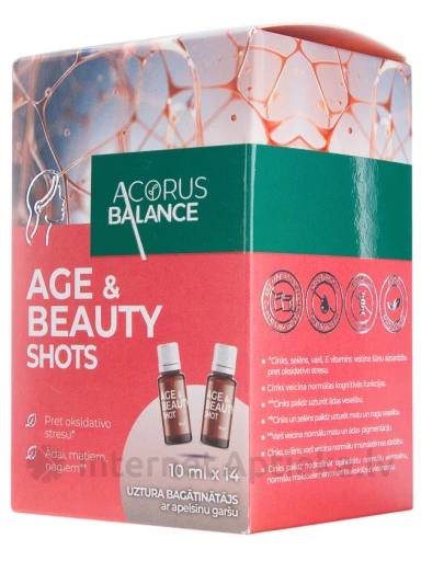 Acorus Balance AGE AND BEAUTY SHOTS, 10 ml x 14 gb. | internetaptieka.lv