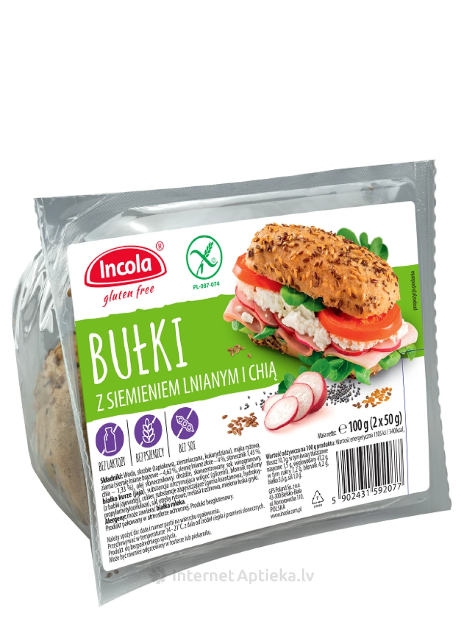 Incola gluteenivabad kuklid linaseemnete ja chiaga, 2x50 g | internetaptieka.lv