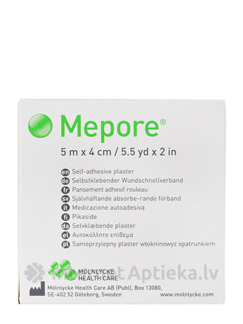 Mepore plāksteris 5 m x 4 cm, 1 gb. | internetaptieka.lv