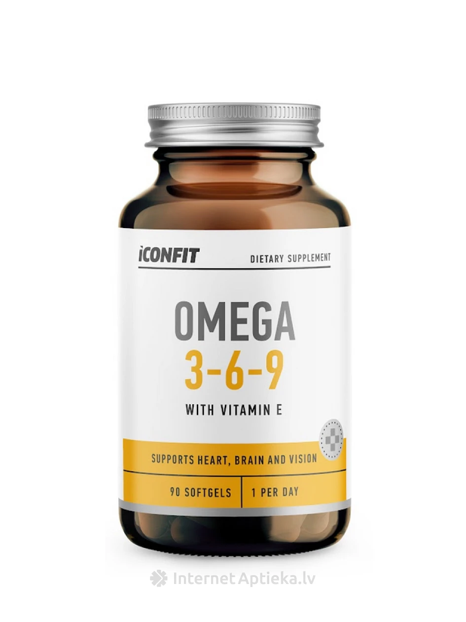 ICONFIT Omega 3-6-9 (1000 mg) E-vitamiiniga, 90 kapslit | internetaptieka.lv
