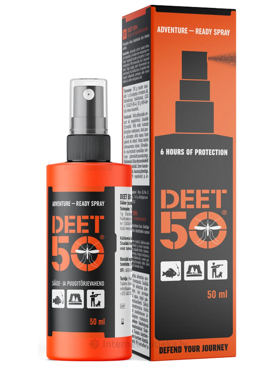 DEET 50 Спрей для отпугивания насекомых, 50 мл | internetaptieka.lv