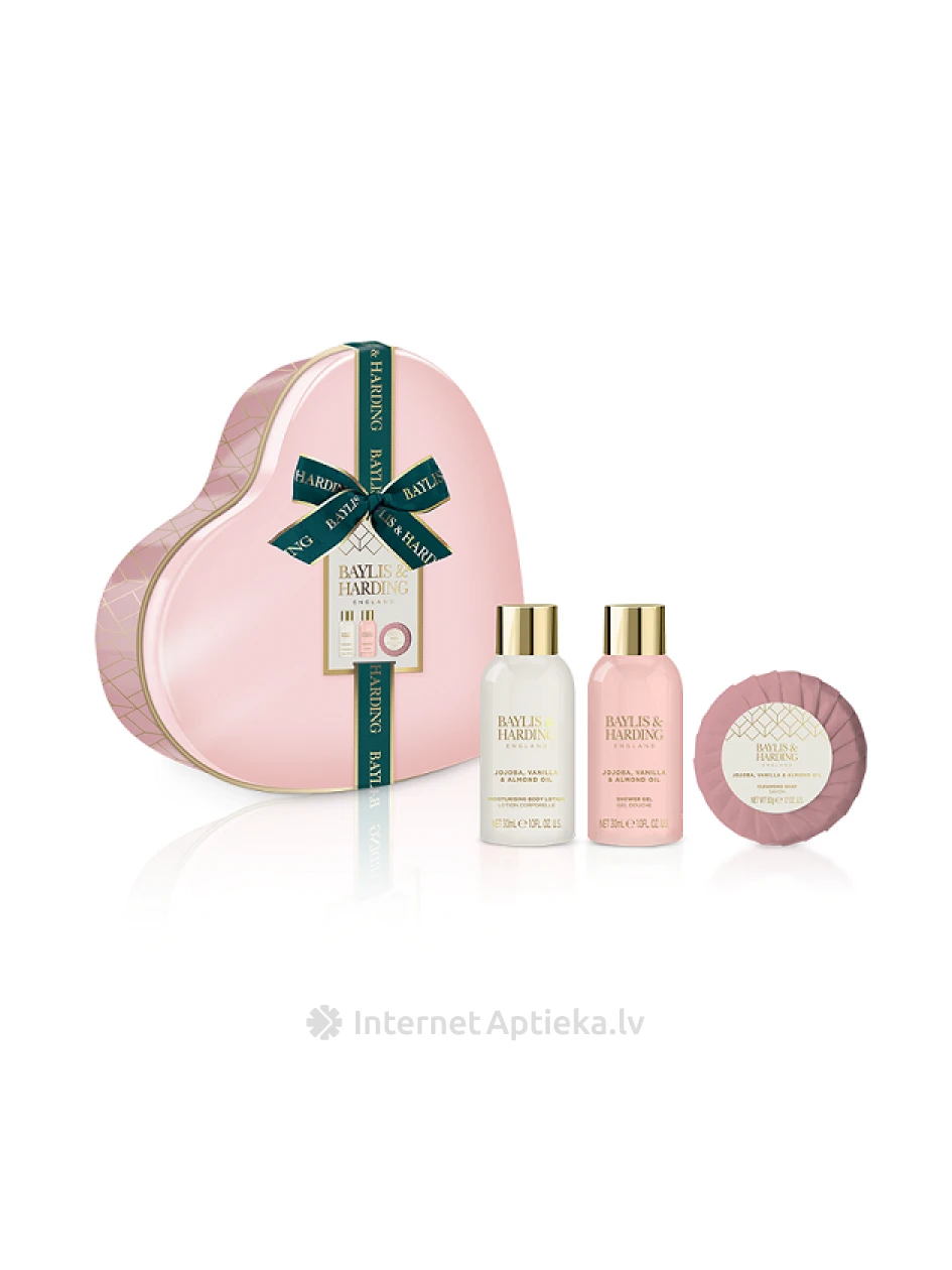 Baylis & Harding Jojoba,Vanilla & Almond Oil Tin dāvanu komplekts, Vanilla & Almond Oil Tin dāvanu komplekts | internetaptieka.lv