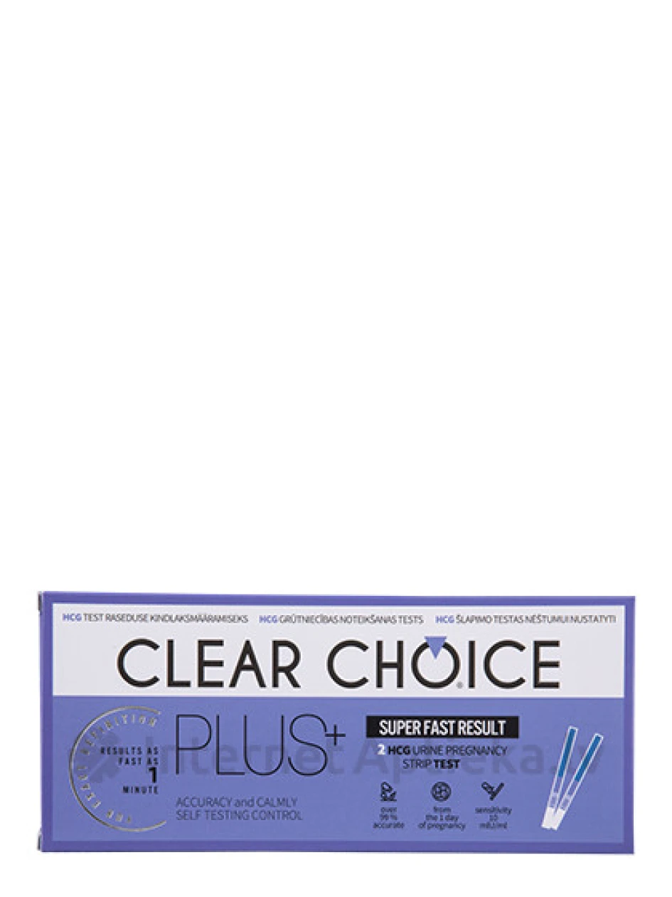 Clear Choice Plus grūtniecības tests, 2 gab. | internetaptieka.lv
