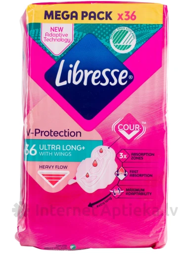 Прокладки женские гигиенические LIBRESSE Ultra Long Wings, 36 прокладок | internetaptieka.lv