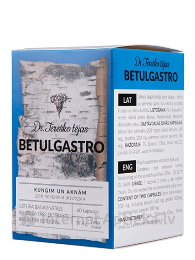 Dr. Tereško tējas Betulgastro для желудка и печени, 60 капсул | internetaptieka.lv