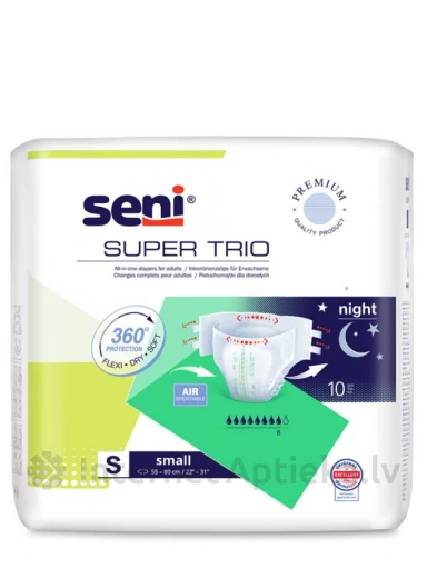 Seni Super Trio Small autiņbiksītes Night, 10 gb. | internetaptieka.lv