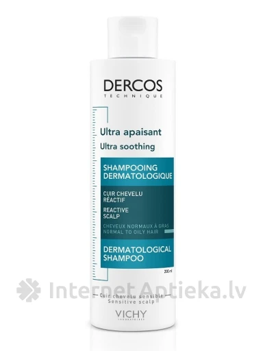 Vichy Dercos Ultra Soothing шампунь для нормальных и жирных волос, 200 мл | internetaptieka.lv