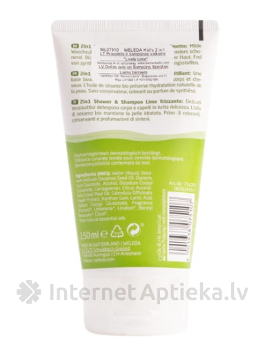 WELEDA KIDS Lively Lime Шампунь и моющее средство для тела с лаймом для детей "два в одном", 150 мл | internetaptieka.lv