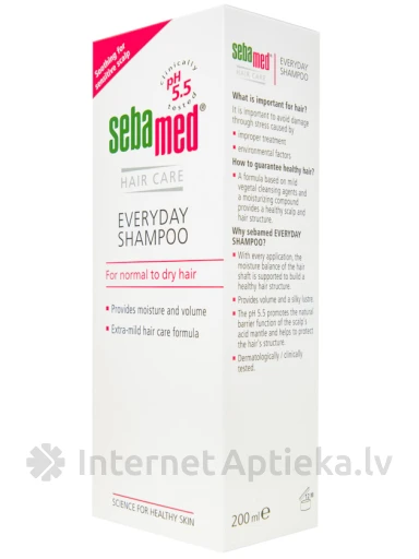 SEBAMED šampūns ikdienas lietošanai normāliem un sausiem matiem, 200 ml | internetaptieka.lv