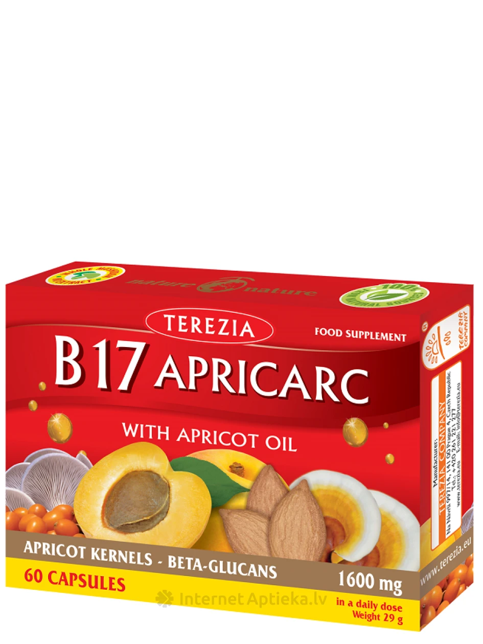 Terezia B17 Apricarc ar aprikožu eļļu, 60 kapsulas | internetaptieka.lv