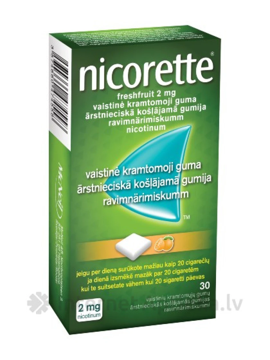 Nicorette Freshfruit 2 mg, 30 košļājamās gumijas | internetaptieka.lv