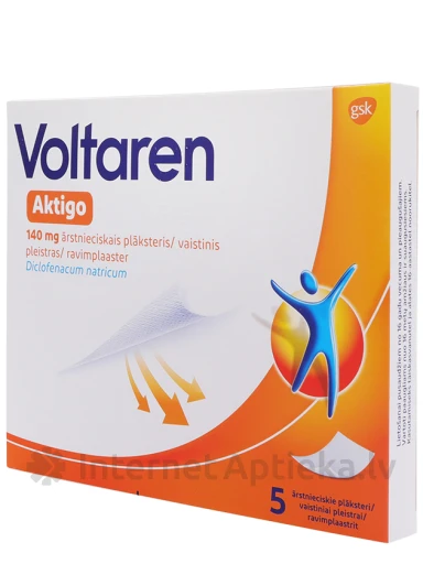 Voltaren Aktigo 140mg, 5 ārstnieciskie plāksteri | internetaptieka.lv