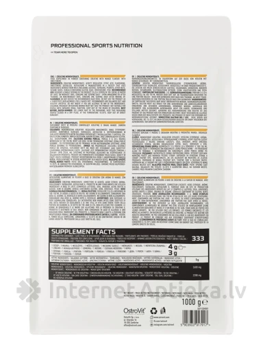 OstroVit 100% Creatine Monohydrate Mango pulveris, 1000 g | internetaptieka.lv