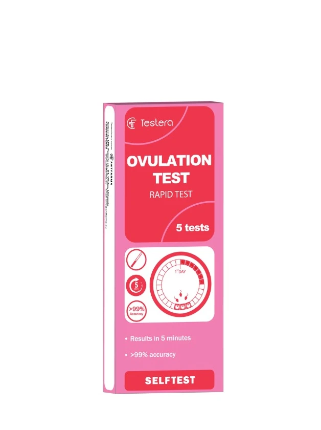 TESTERA LH ovulācijas ātrais noteikšanas tests DIPSTICK 5's, 5 gab.