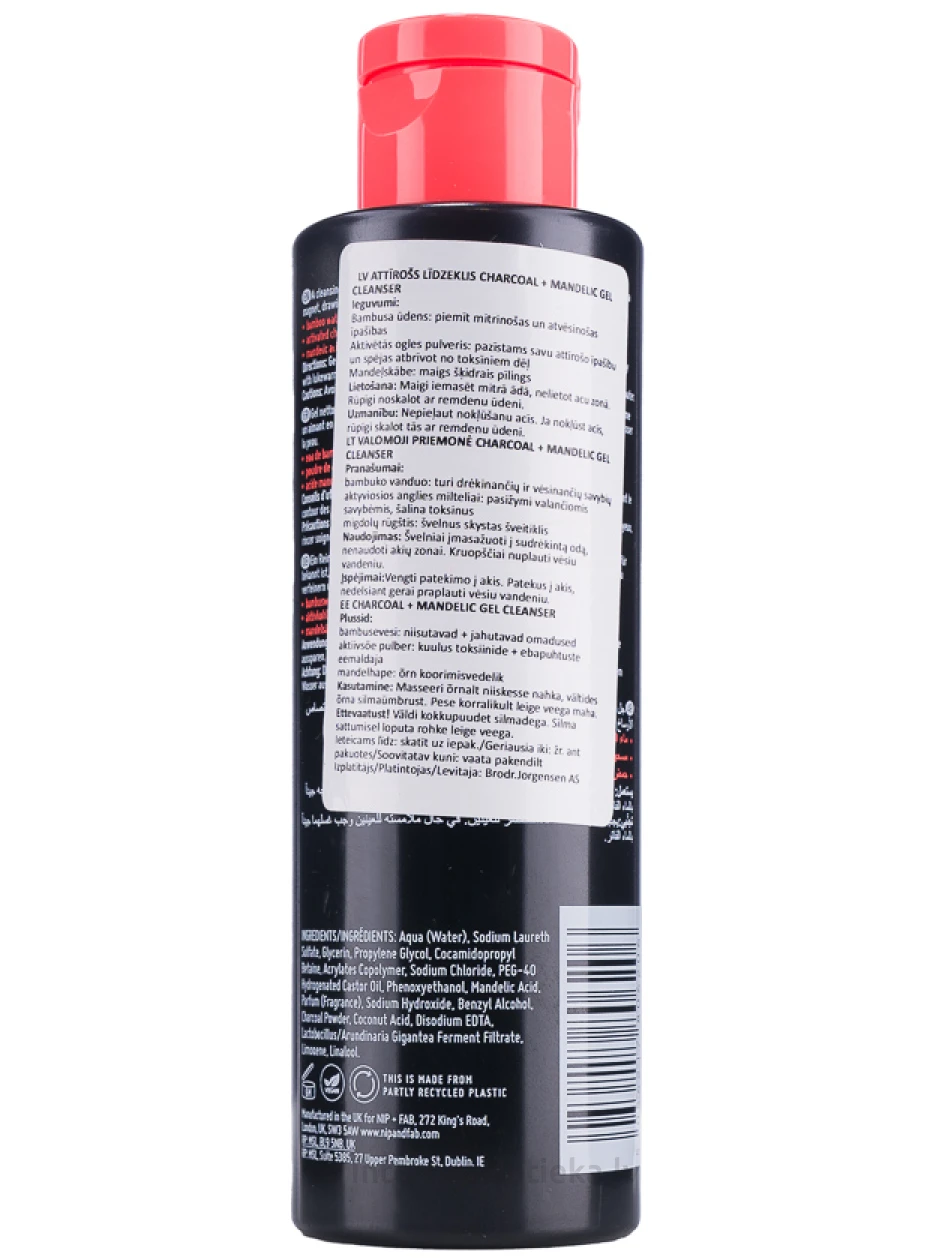 NIP+FAB Charcoal + Mandelic attīrīšanas līdzeklis, 145 ml | internetaptieka.lv