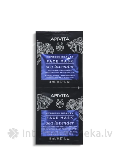 APIVITA EXPRESS drėkinanti ir prieš taršą veido kaukė su jūros levandomis, 2 x 8 ml | internetaptieka.lv