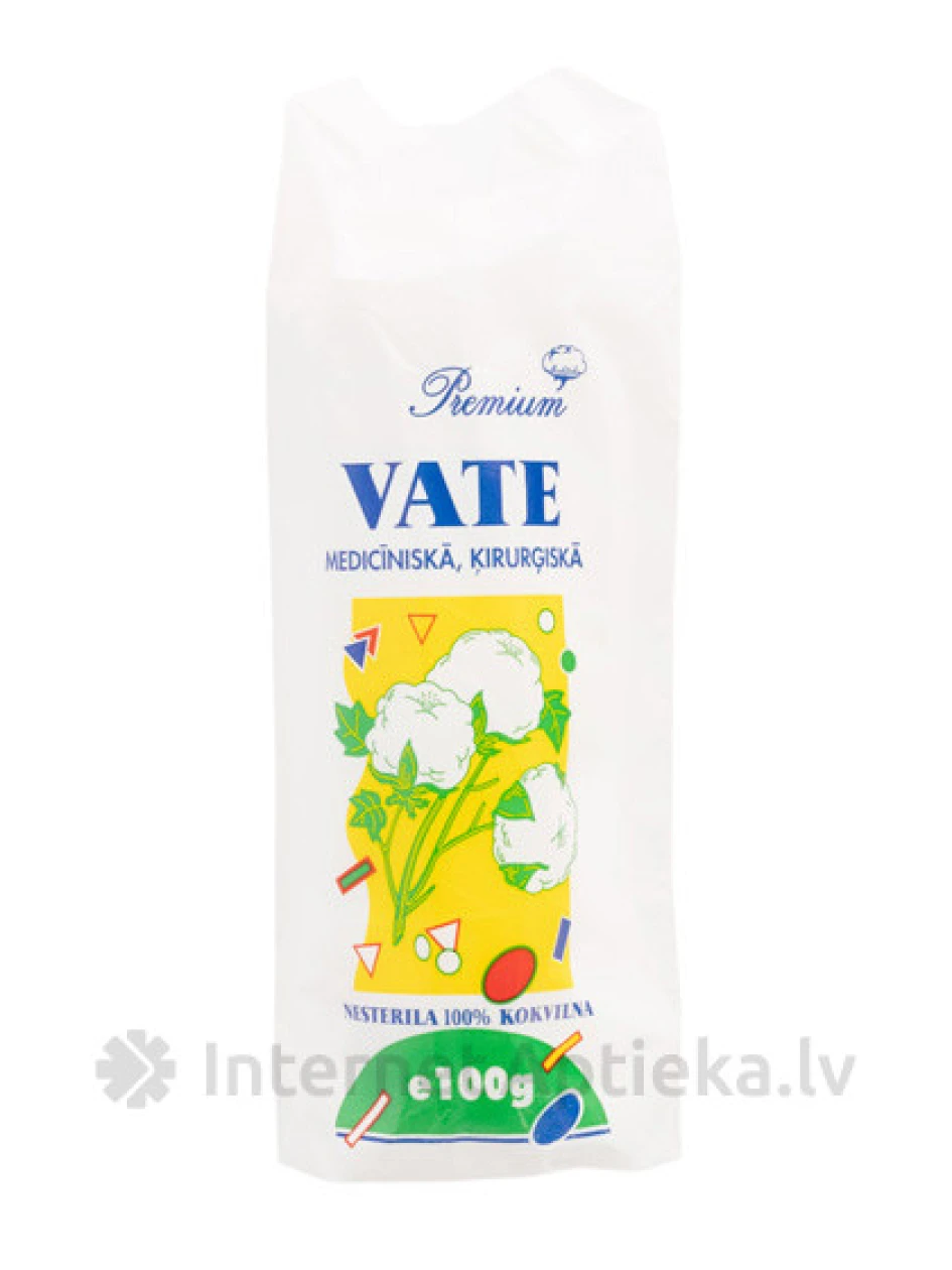 Premium vate medicīniskā, ķirurģiskā, 100 g | internetaptieka.lv