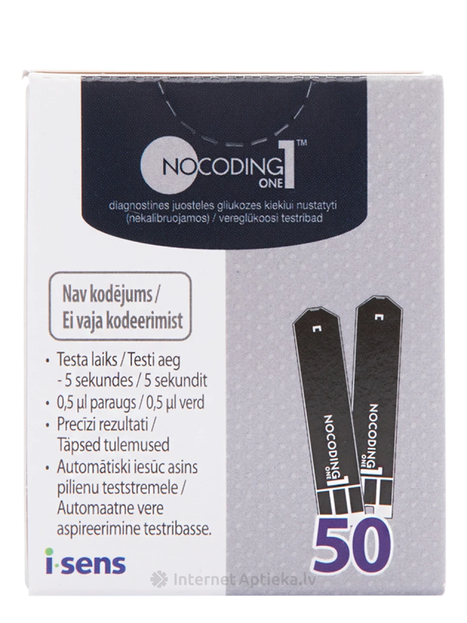 Teststrēmeles Nocoding 1 Plus, 50 gb. | internetaptieka.lv