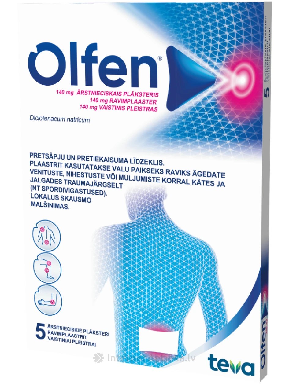 Olfen Patch ārstnieciskais plāksteris 140mg, 5 gab. | internetaptieka.lv