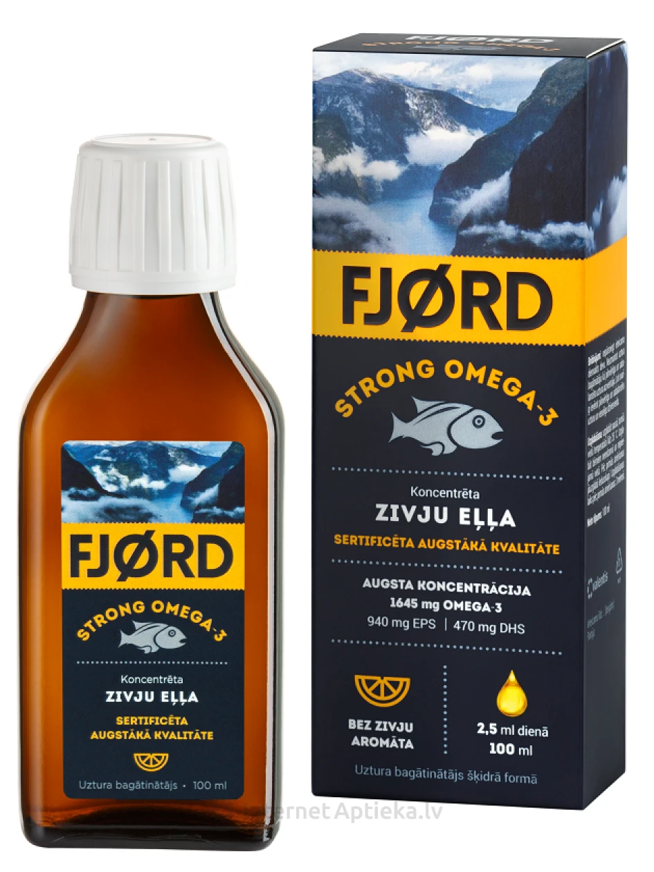 FJØRD strong omega-3 zivju eļļa, 100 ml | internetaptieka.lv
