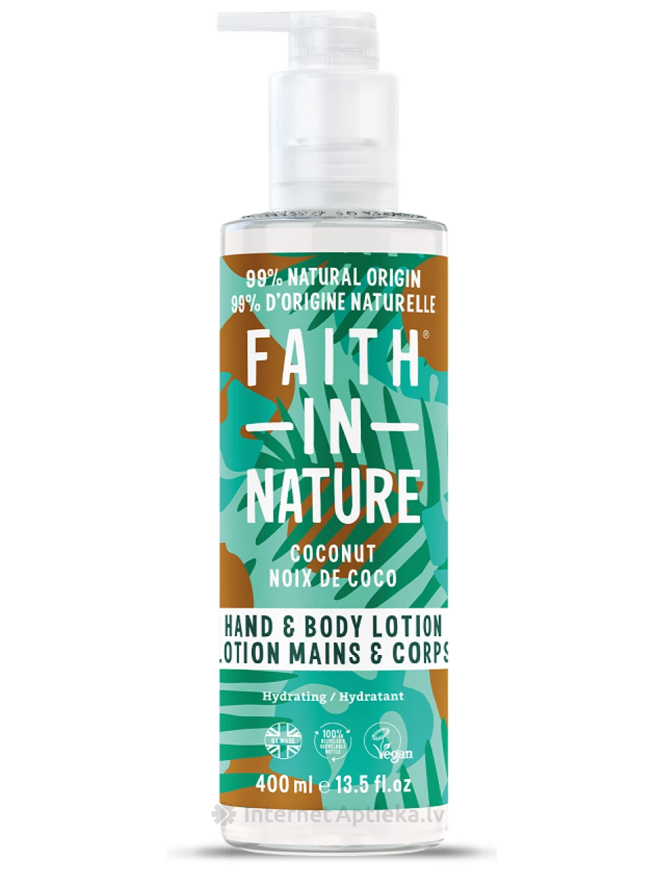 FAITH IN NATURE Лосьон для рук и тела Кокос, 400 мл | internetaptieka.lv