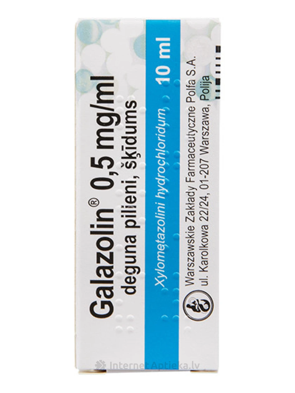 Galazolin капли в нос, раствор 0.5 мг / мл, 10 мл | internetaptieka.lv