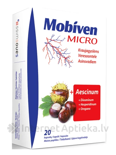 Mobiven Micro komplekss asinsvadiem, 20 kapsulas | internetaptieka.lv