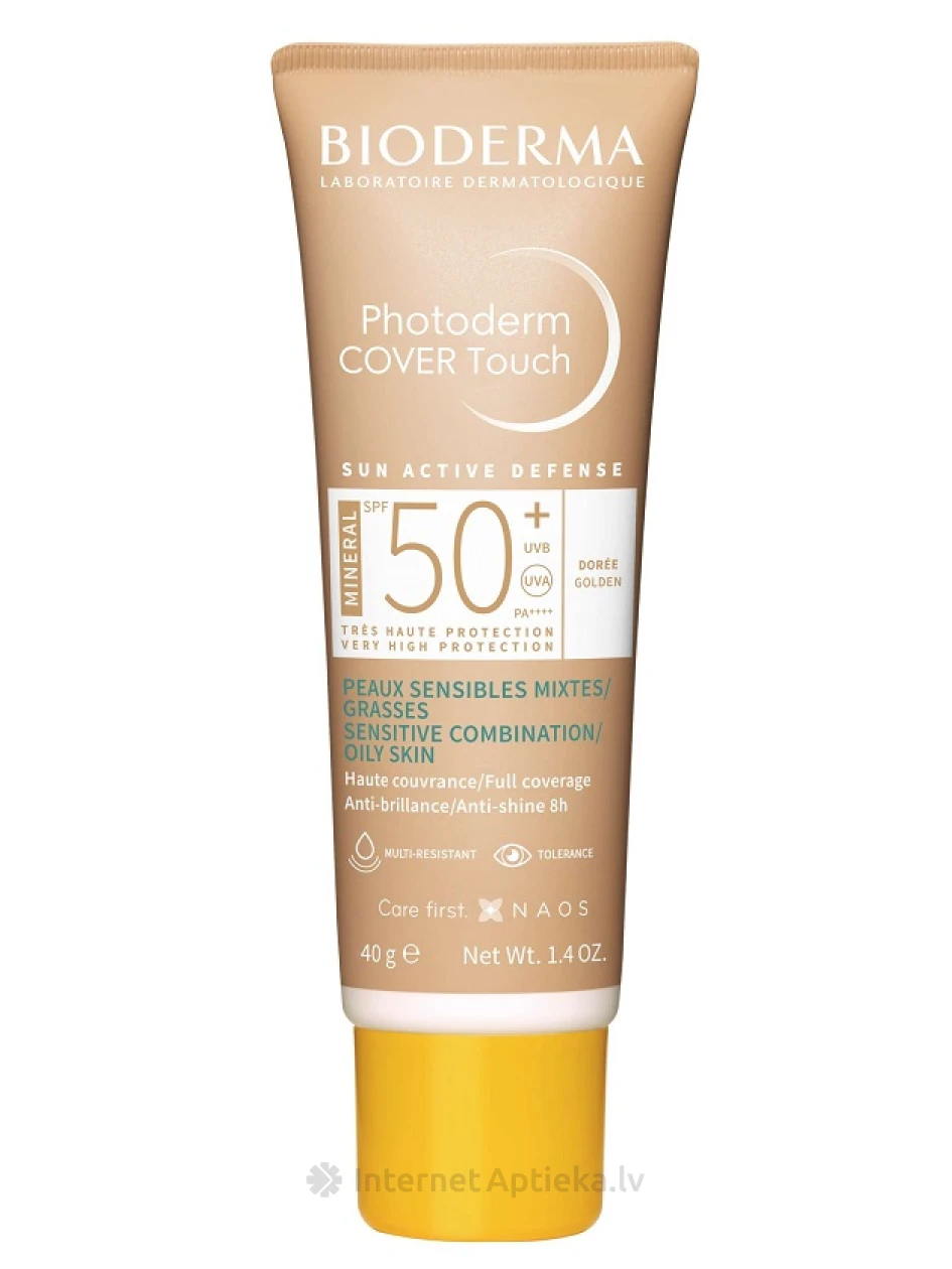 Bioderma Photoderm Cover Touch SF50+ kuldse tooniga päikesekaitsekreem, 40 g | internetaptieka.lv