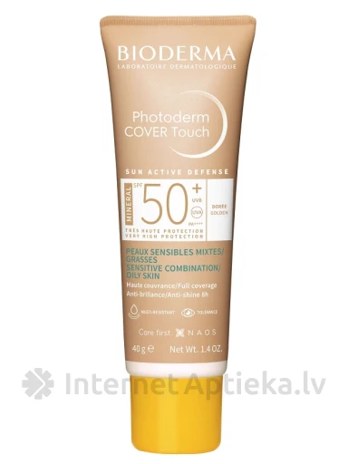 Bioderma Photoderm Cover Touch SF50+ kuldse tooniga päikesekaitsekreem, 40 g | internetaptieka.lv