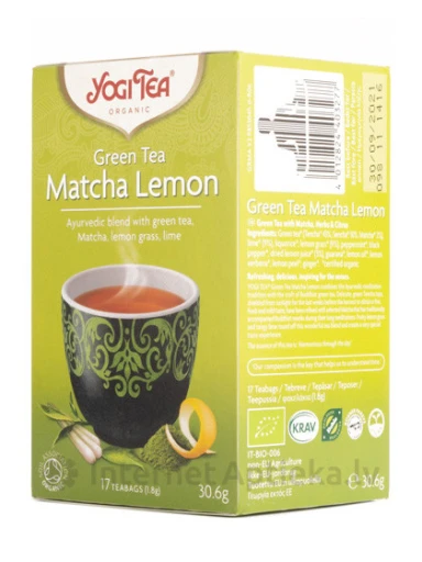 Tēja Yogi Green Matcha Lemon, 17 paciņas | internetaptieka.lv