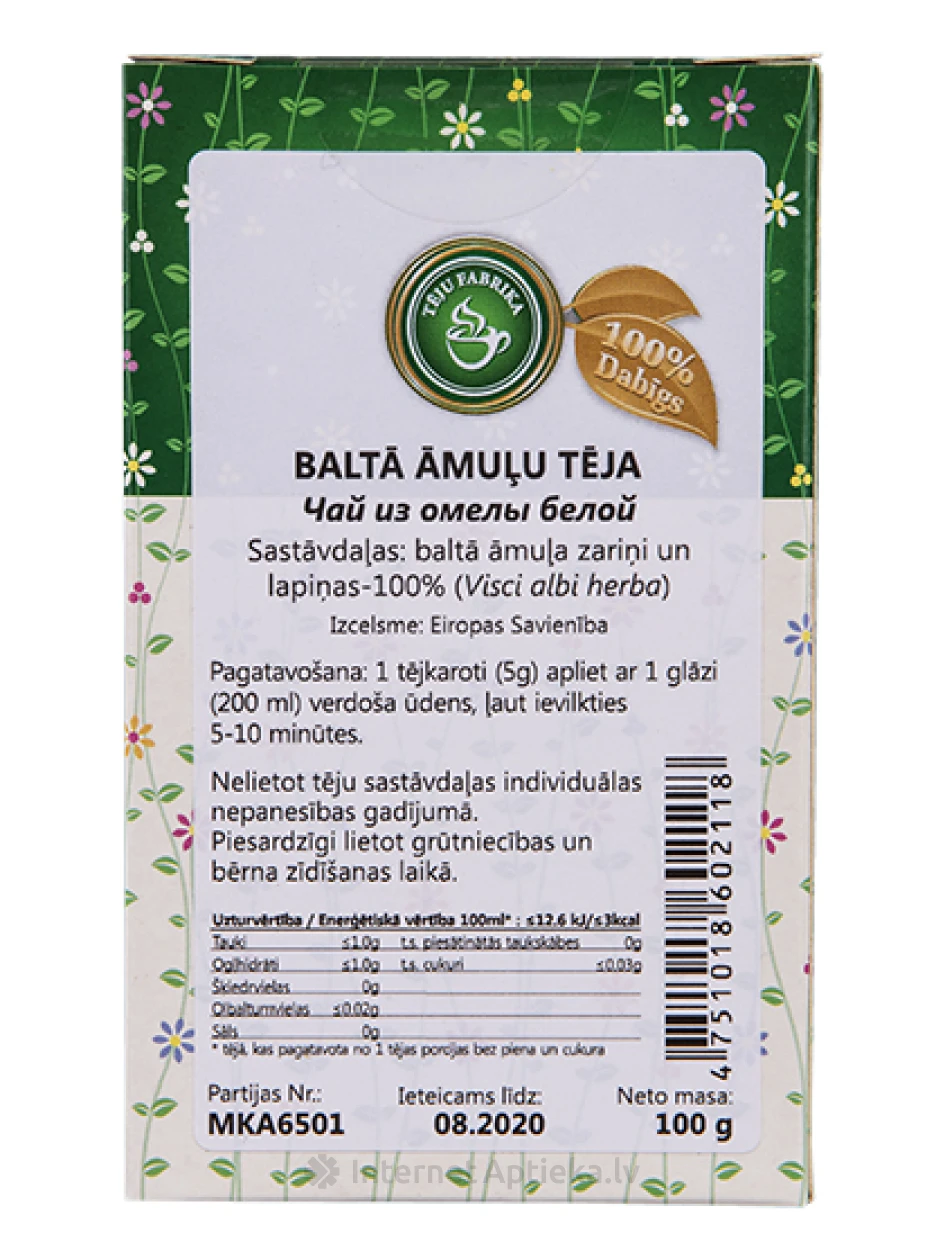 Чай из Белой Омелы, 100 г | internetaptieka.lv