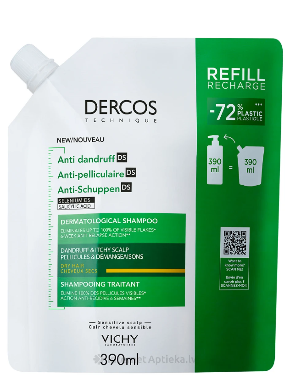 Vichy Dercos DS pretblaugznu šampūns sausiem matiem, 390 ml | internetaptieka.lv