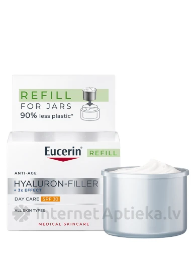Eucerin® Hyaluron-Filler + 3x Effect dienas krēms ar SPF 30 uzpildes iepakojums, 50 ml | internetaptieka.lv