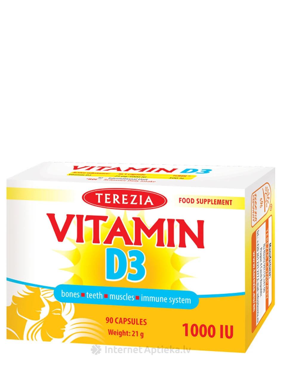Terezia Vitamīns D3 1000 IU, 90 kapsulas | internetaptieka.lv