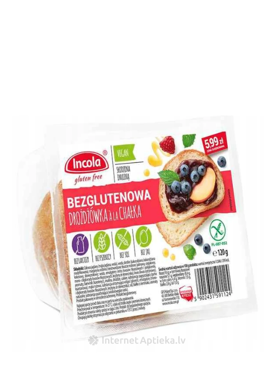 Incola bezglutēņa brioshe salda maizīte vegāna, 120 g | internetaptieka.lv