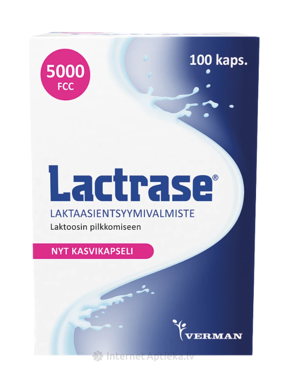 Verman Lactrase (лактазный фермент), 100 капсул | internetaptieka.lv