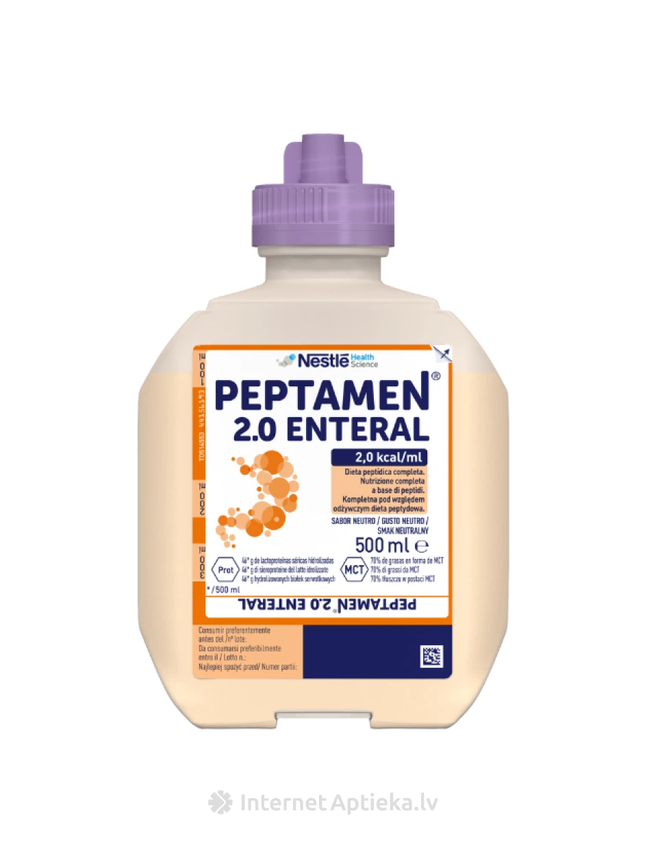 Peptamen 2.0 Enteral neutral Meditsiinilisel näidustusel kasutamiseks ettenähtud toit, 500 ml | internetaptieka.lv