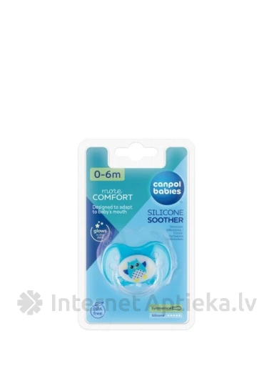 Canpol силиконовая соска-пустышка Owl от 0 до 6 месяцев (синяя), 1 шт. | internetaptieka.lv