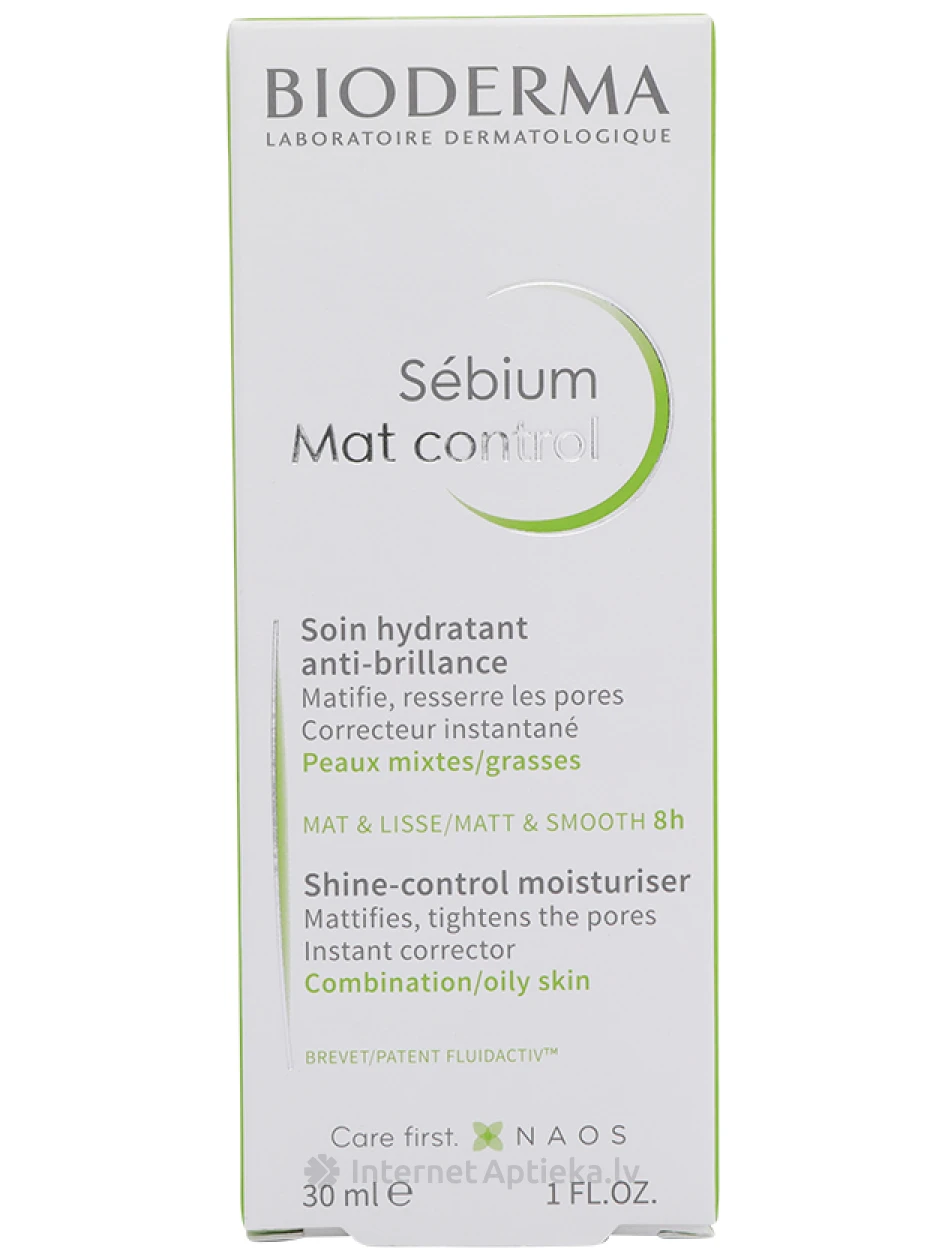 Bioderma Sébium Mat Control mitrinošs krēms kombinētai vai taukainai ādai, 30 ml | internetaptieka.lv