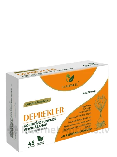CLARIWELL DEPREKLER® для улучшения когнитивных функций, 45 капсул | internetaptieka.lv