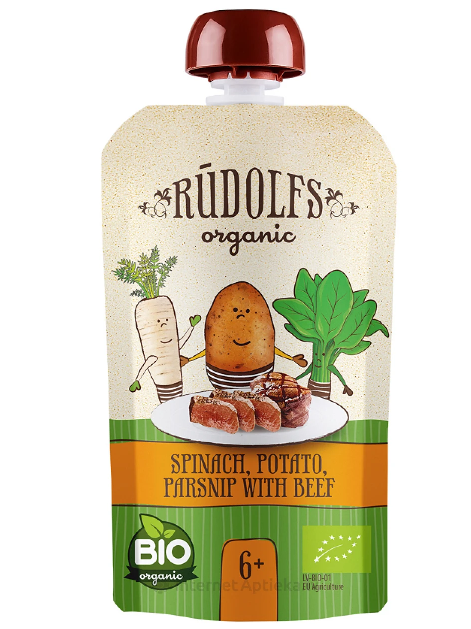 Rūdolfs BIO Dārzeņi ar jaunlopa gaļu biezenis DP, 110 g | internetaptieka.lv