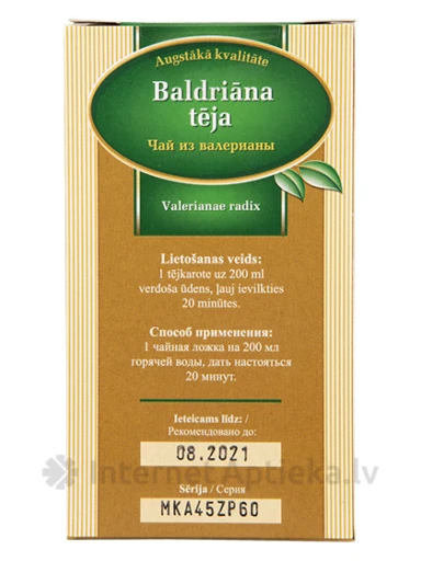 Чай из Валерианы, 100 г | internetaptieka.lv