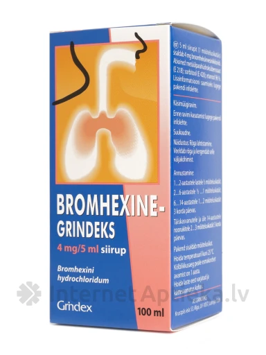 Grindeks Bromhexine Сироп, 100 мл | internetaptieka.lv